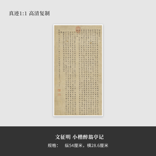 文征明小楷《醉翁亭记》高清原大复制品毛笔书法练字帖长卷艺术微