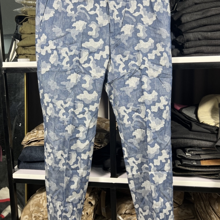古伦仕GOORENCH春夏季港风英伦海蓝色 迷彩九分裤男韩版修身纯棉