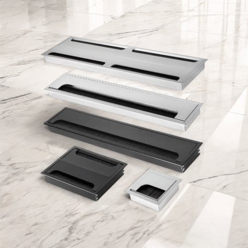 孔盖书桌孔洞铝合金穿线盒长方形电脑办公桌线孔盖板桌面开孔装饰