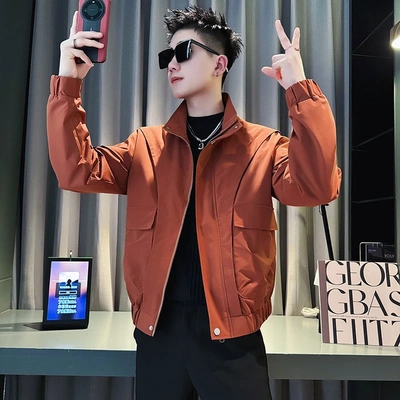 设计感拼接夹克男士春秋季潮牌痞帅立领外套2025新款男装短款上衣