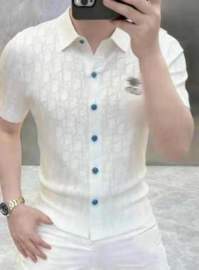 M新款2026刺绣高级男士翻领衬衫夏季爆款短袖欧品s310