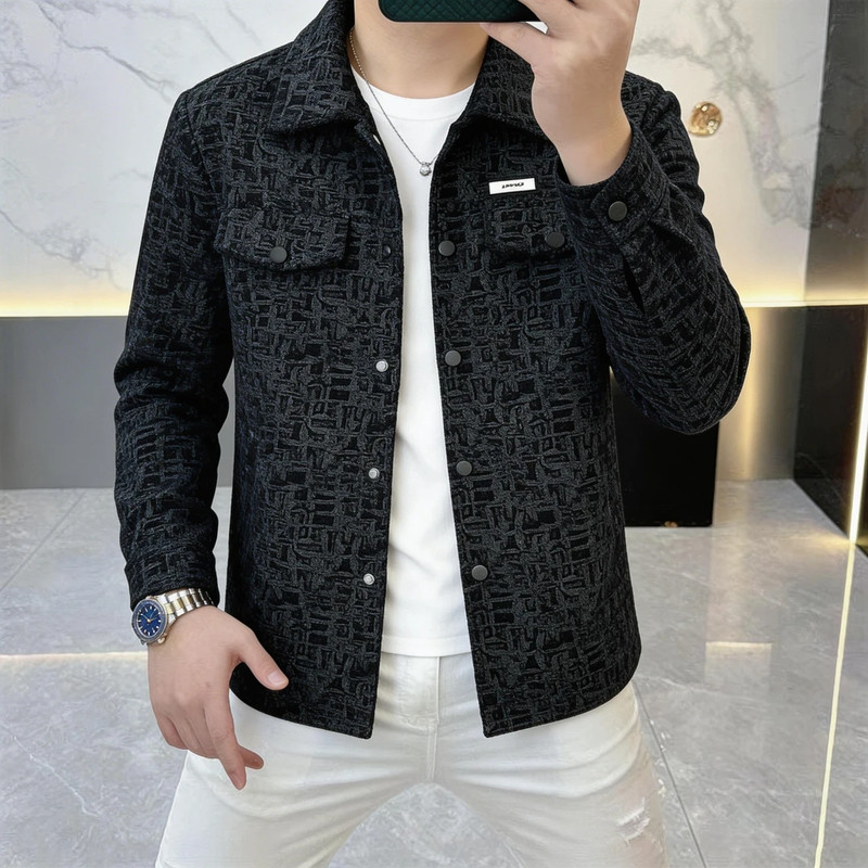 2026春季新款行政夹克男百搭修身韩版上衣服潮流翻领外套简约男装