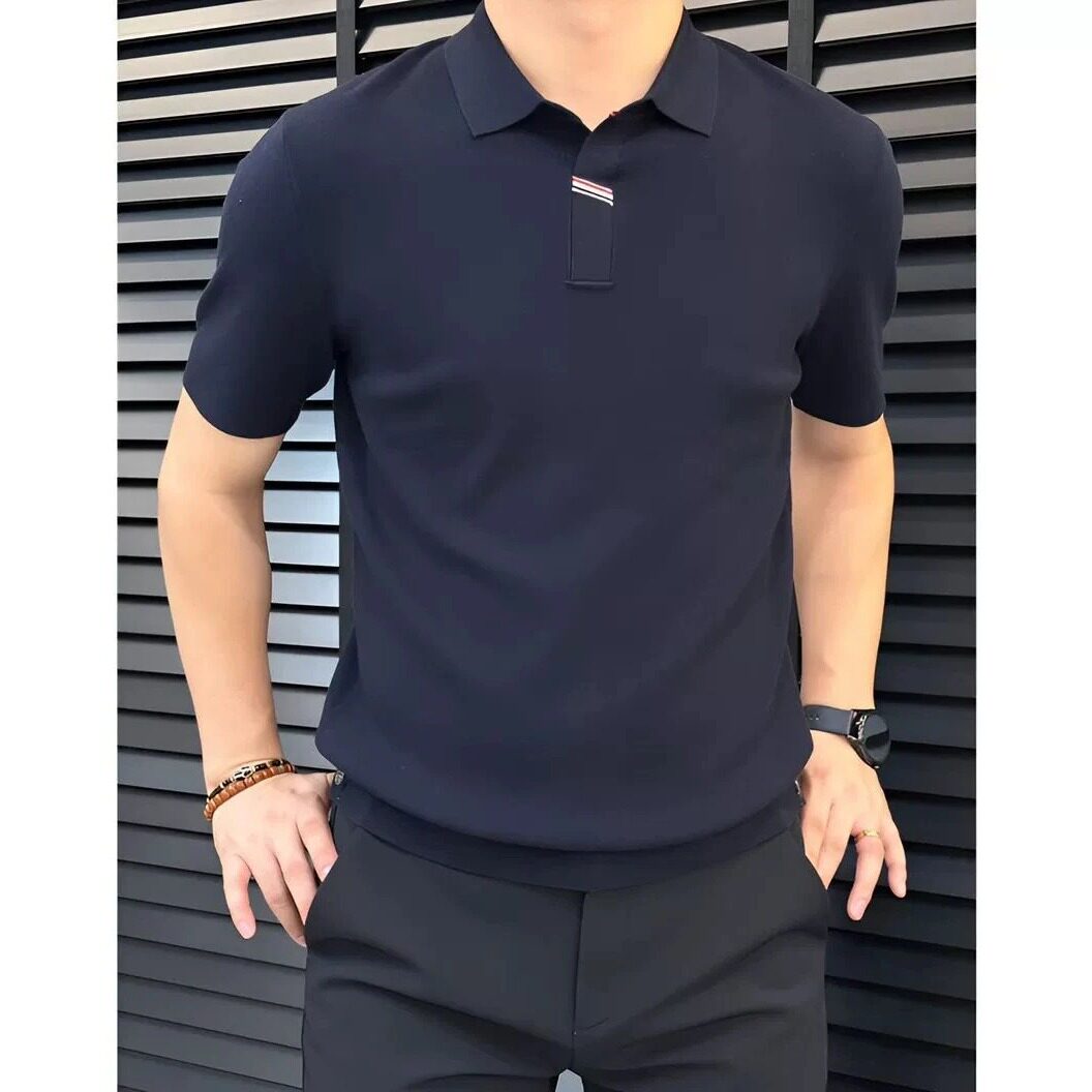 polo衫短袖针织衫早春轻奢洋气百搭修身翻领休闲高端新款上衣男士