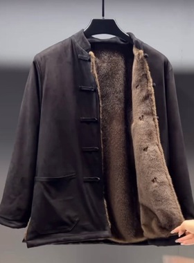 男士冬季新款新中式防风保暖雪兰雕座山雕夹克外套78038