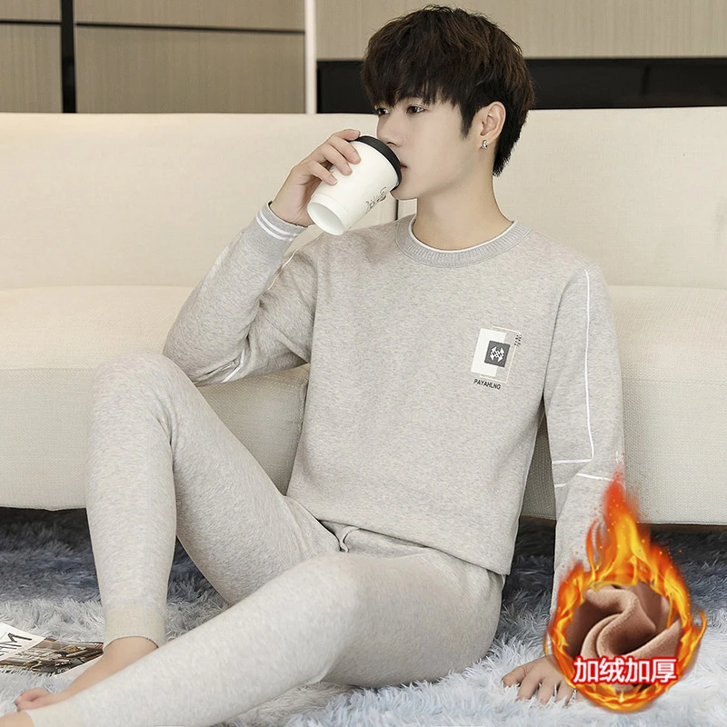 大童保暖套装男生秋衣秋裤青少年内衣初高中学生加绒加厚打底衫潮