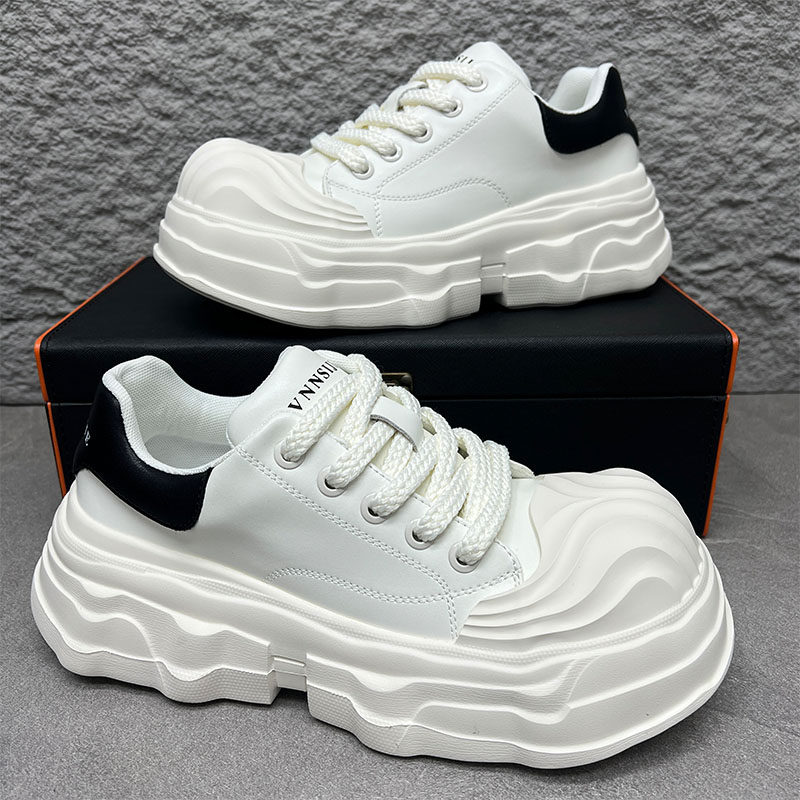 2025新款韩版厚底内增高休闲鞋男白色大头鞋小众百搭鞋男士老爹鞋