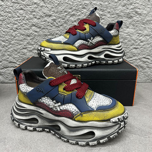 百搭老爹鞋 小众复古潮流撞色厚底休闲鞋 时尚 增高轻奢运动鞋 男个性