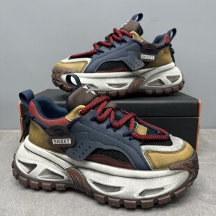 复古男鞋2026新款超火厚底内增高老爹鞋男士百搭休闲运动鞋潮牌鞋