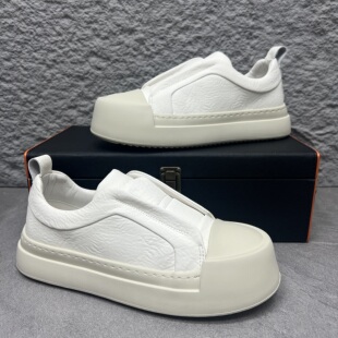 男鞋2026春季新款超火贝壳头小白鞋一脚蹬板鞋男厚底内增高休闲鞋