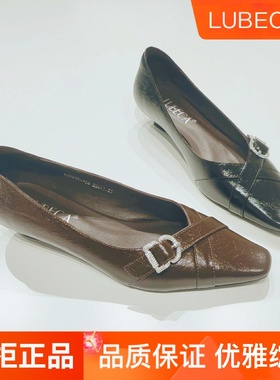 路贝佳女鞋2025秋款新款尖头浅口方头小众单鞋气质百搭L25645A-14