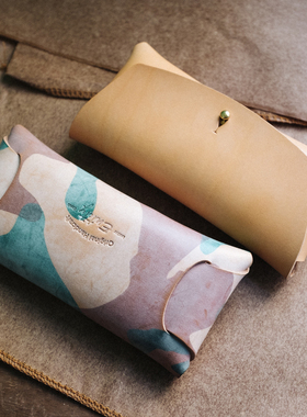 存在物Entity 原创便携简约牛皮革墨镜植鞣迷彩眼镜包盒复古新款