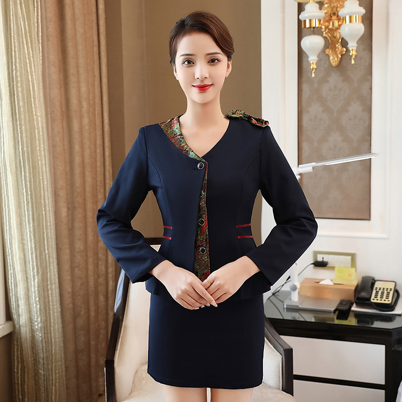 足疗店技师服空姐制服美容养生会所前台气质修身套装洗浴按摩工装