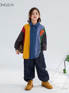 云上P翻领男衬衫FULONG女童2024ZA童装亲子新款OLO秋季条纹衫I中