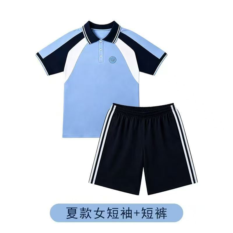 汕尾市统一校服夏季校服套装男女学生短袖短裤运动风冰感棉面料