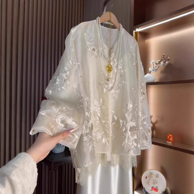 新中式国风穿搭清冷感禅意风衬衫2025年夏新款气质氛围感提花