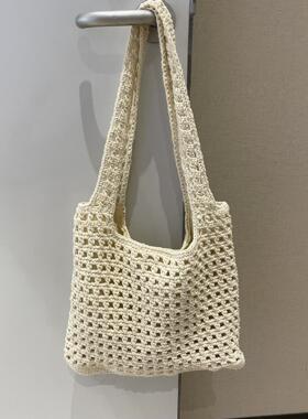 潮流镂空棉线编织包新款简约单肩包度假风沙滩包气质个性洋气女包