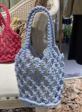 今年流行小众编织棉线包镂空手提网兜休闲渔网沙滩包小巧可爱百搭