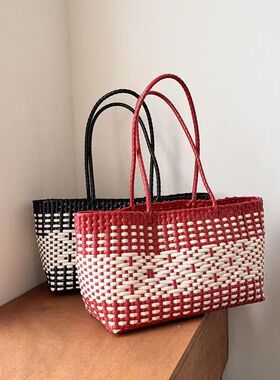 新款波西米亚包海边度假沙滩包手提菜篮子托特包单肩通勤腋下包