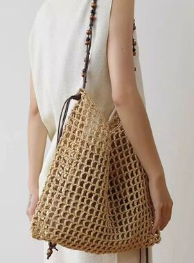 夏季度假风草编手工编织托特包草镂空包女单肩手提大包大容量斜挎