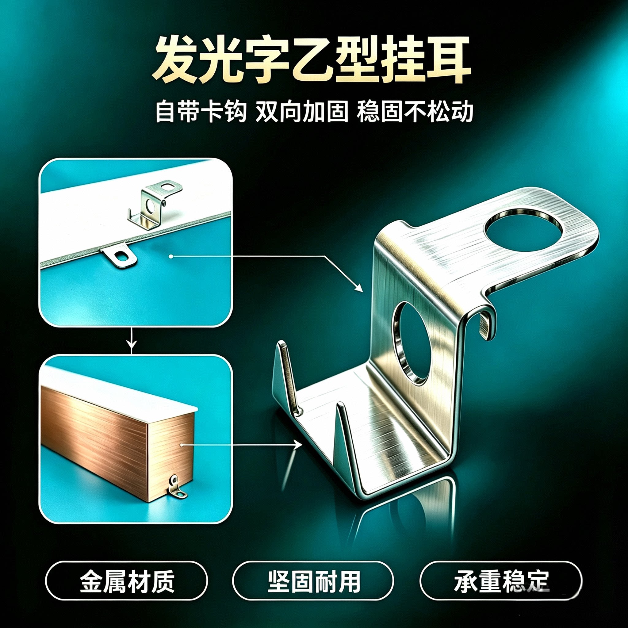 保力得发光字安装乙型挂耳图片