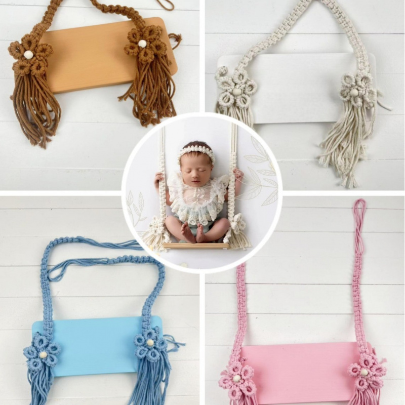 新生儿手工编织摄影道具木制波西