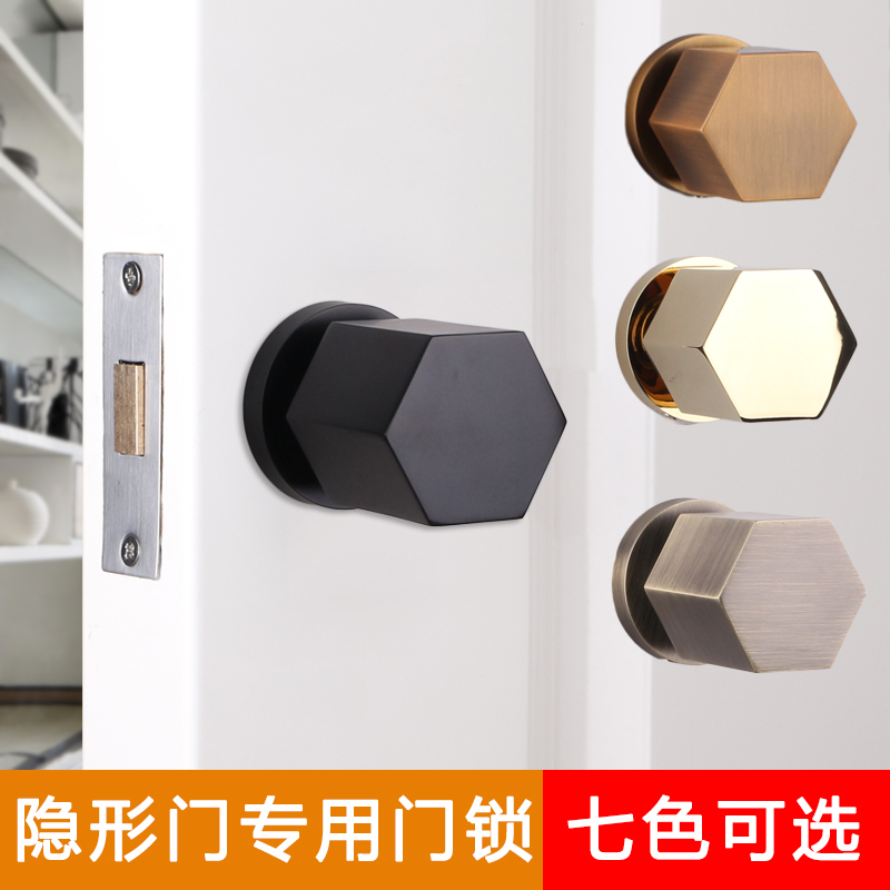 依佰利单面隐形门锁室内隐藏暗锁实木门把手美式背景墙单面暗拉手