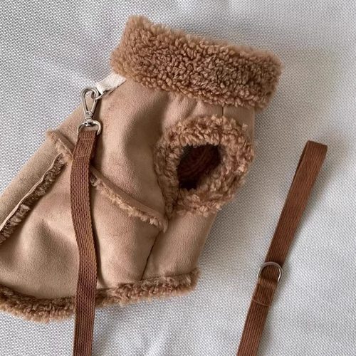 狗狗百搭麂皮绒牵引马甲