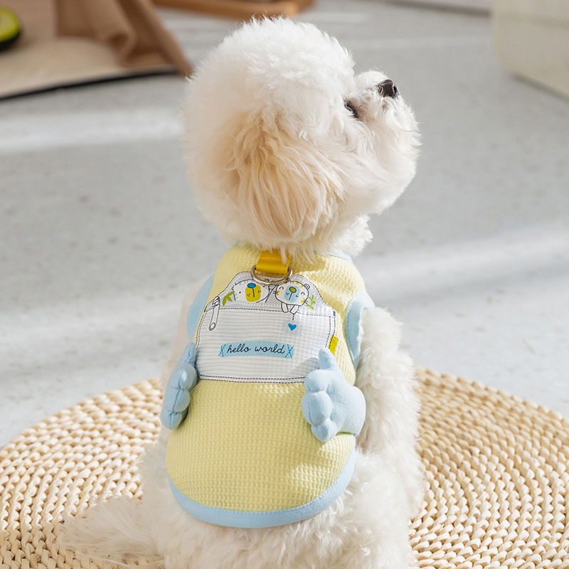 狗狗衣服宠物猫咪夏季款小狗贵宾泰迪博美小型幼犬可牵引两脚背心