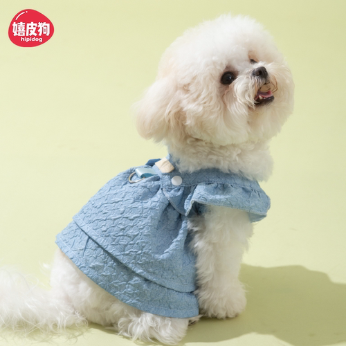 嬉皮狗夏季牵引环小型犬连衣裙