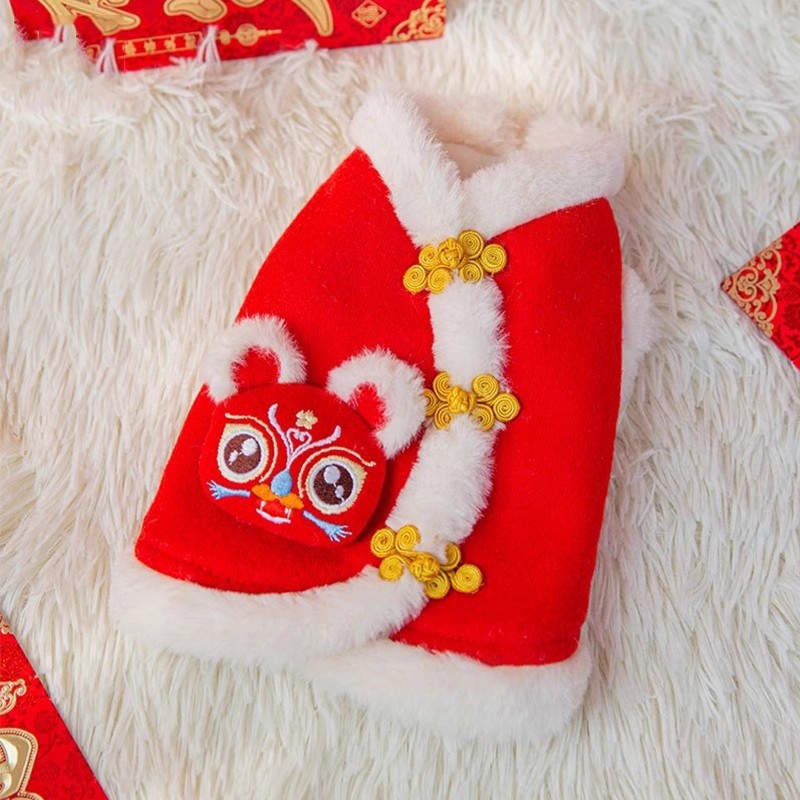 新年立体舞狮马甲狗狗衣服秋冬款小型犬雪纳瑞宠物泰迪冬天拜年服
