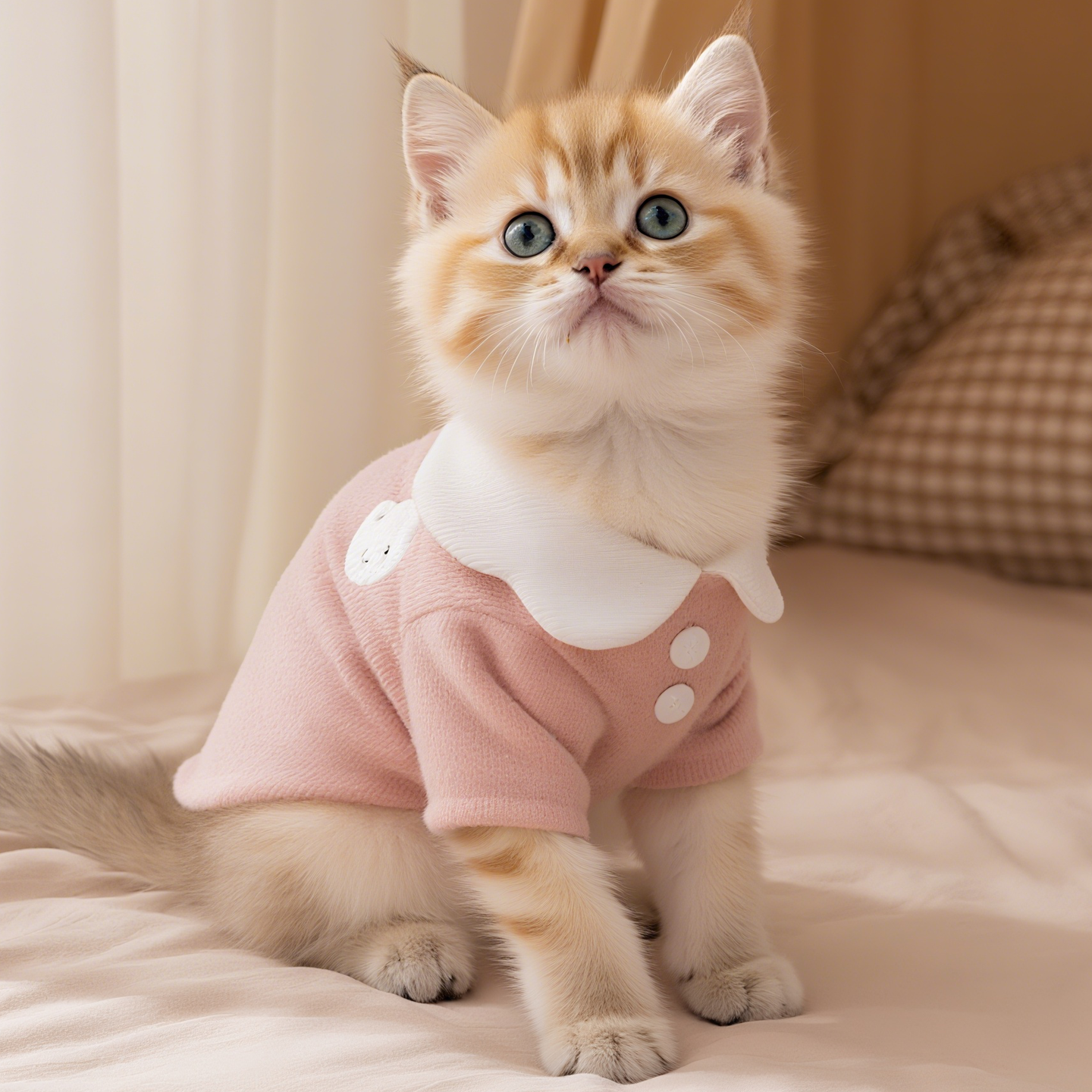 可爱小猫咪翻领背心#小奶猫秋冬