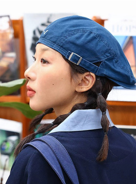 [THE HOBOO]日系反戴贝雷帽女百搭2025新款帽子潮画家帽前进帽大