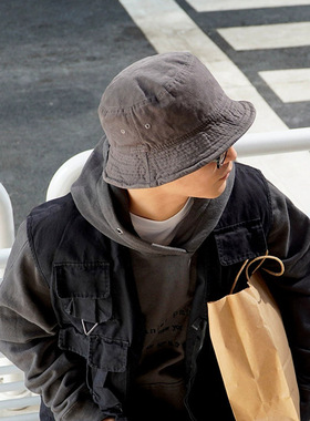 [THE HOBOO]水洗纯色做旧渔夫帽日系男女百搭韩版帽子嘻哈街头潮