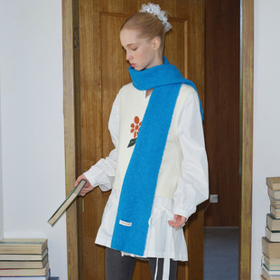 自制羊毛混纺纯色经典抽条针织围巾女冬季软糯韩系氛围感毛线围脖