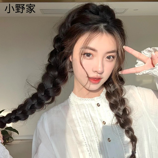 小野家假发女全头递针辫发全真发逼真自然全头发套经典中分长直发