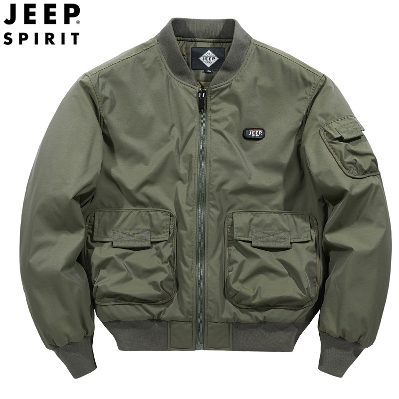 JEEP男装舰店外套秋冬加厚加棉多口袋棒球服飞行员夹克夹棉衣服