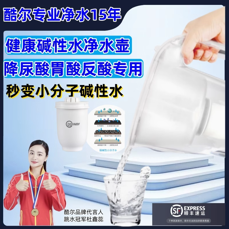 酷尔弱碱性过滤净水壶降尿酸胃酸利尿大容量碧然德滤水壶通用滤芯