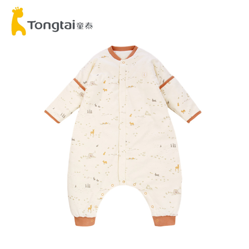 童泰秋冬款婴幼儿男女宝宝床品纯棉薄棉睡袋对开分腿防踢被150克