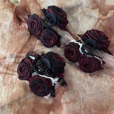 手作花朵抓夹复古法式