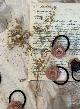 partygirl原创设计干枯玫瑰发圈手作花朵仙粉皮筋发饰头绳饰品