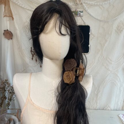 手作花朵废土流浪风抓夹复古美拉德咖色古风旅游鲨鱼夹发饰头花