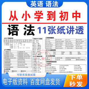 小学升初中三天搞定英语语法高清电子版词法句法时态英语学习资料