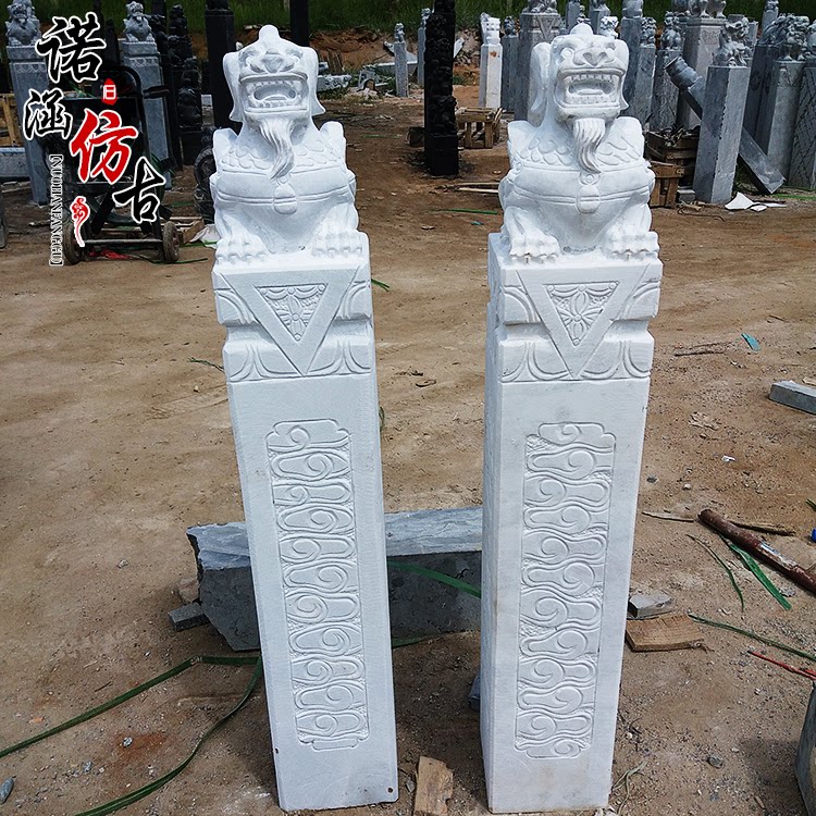 石雕貔貅拴马桩石貔貅拴马石汉白玉拴马桩石柱子庭院装饰摆件