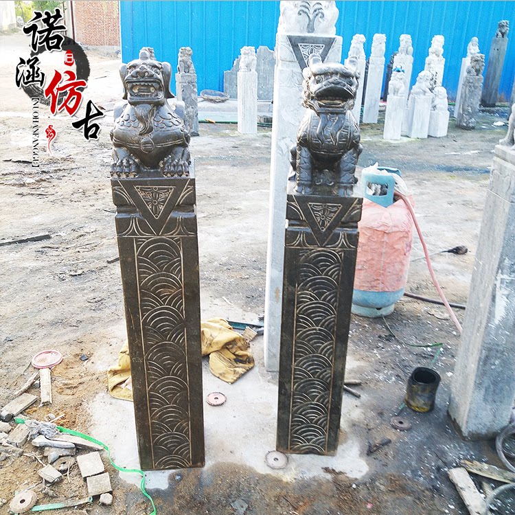 石雕拴马桩麒麟貔貅栓马柱庭院广场栓马石大理石青石仿古拴马桩