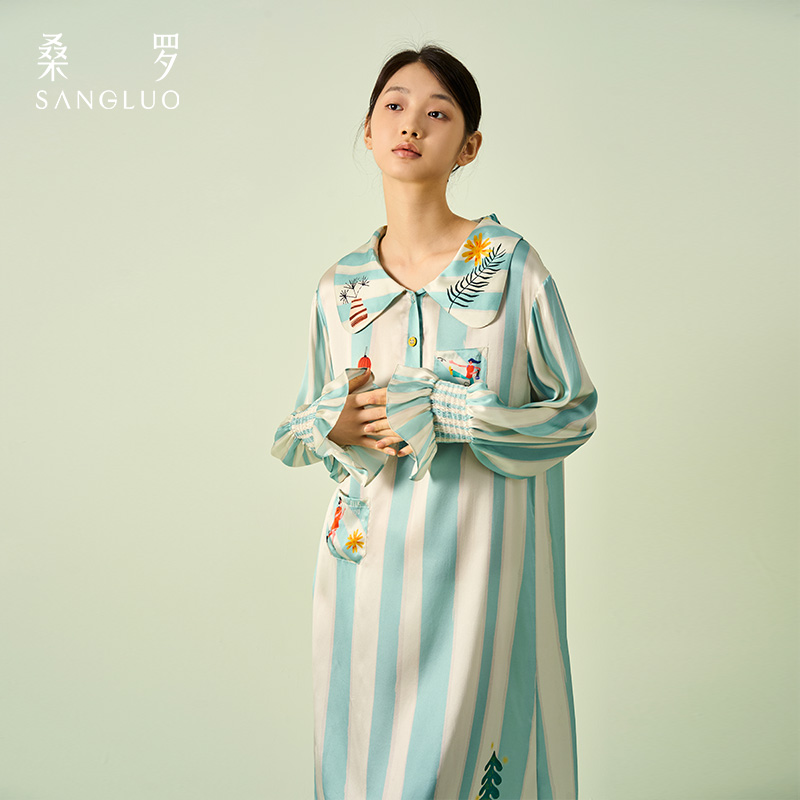 明星同款』可外穿印花真丝睡裙