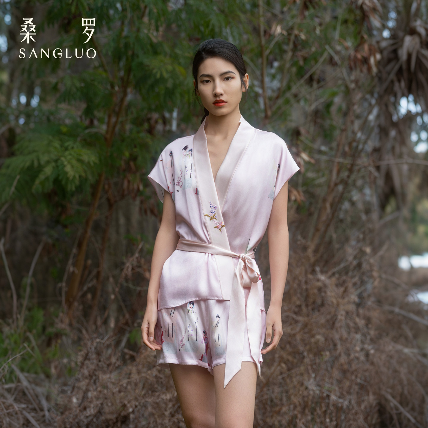 游园惊梦』桑罗戏曲印花真丝睡衣套装100%桑蚕丝女家居服2026新款