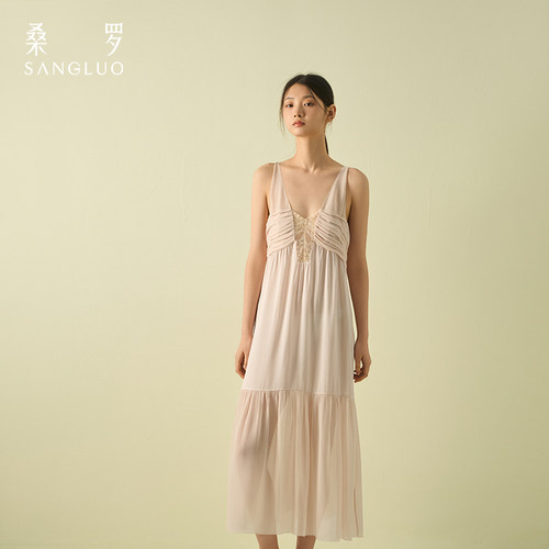 浪漫乔其鱼尾桑蚕丝吊带裙