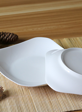 方形炒菜盘子家用创意八角菜盘方盘餐具消毒柜微波炉可用 瓷盘