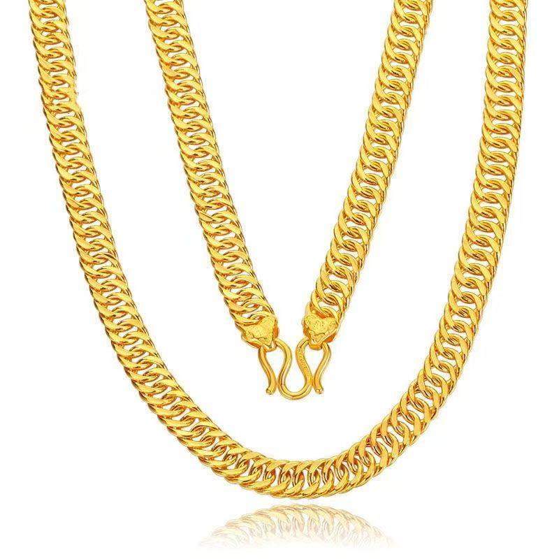 金包银马鞭黄金项链男9999足金霸气大气男士真金链实心