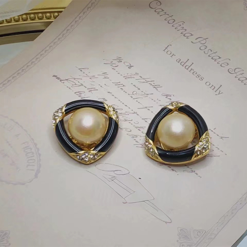 珍珠复古女重工黑珐琅